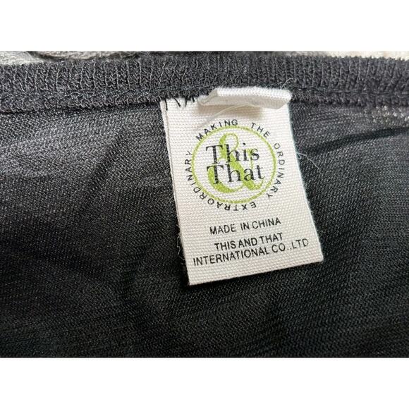 This & That Patchwork Top Womens Sz XL Black Long Sleeve Scoop Neck Boho Blouse - Picture 3 of 7